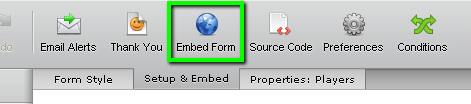 Embed Form button