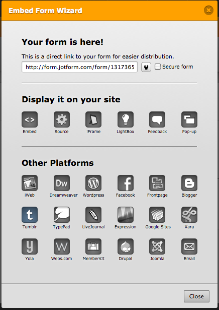 adding a form to tumblr