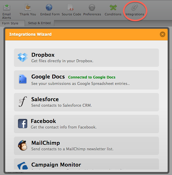 google docs integration with jotform